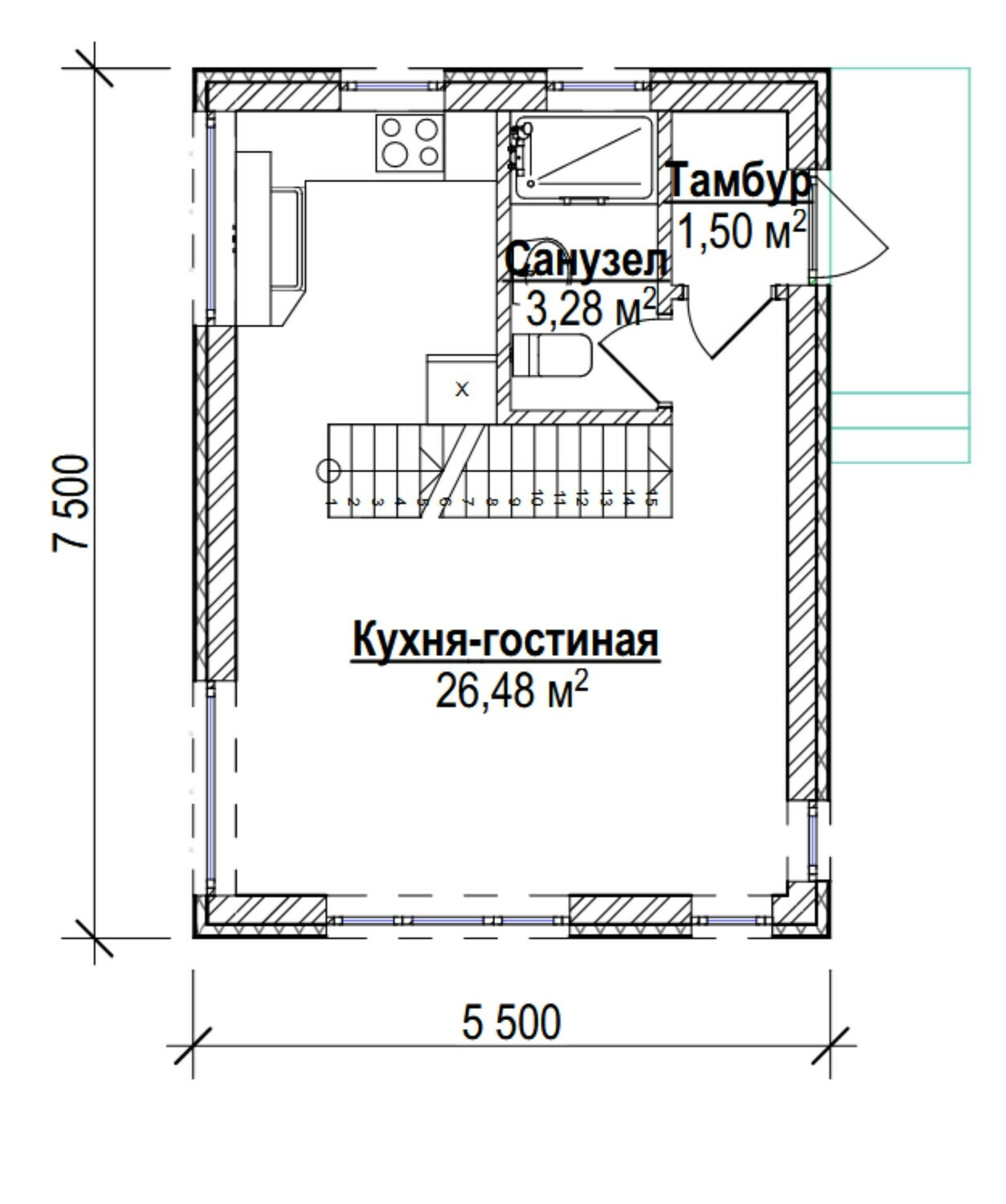 Проект дома Айдом XS 60 м² АР